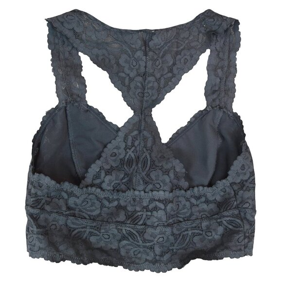 Free People Intimates From Under Lace Racerback Bralette Black Gray Floral S/P - Picture 2 of 6